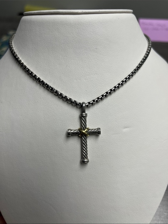 David Yurman Jewelry - David Yurman Sterling Silver Two-Tone Cross Pendant Necklace - Silver & Gold